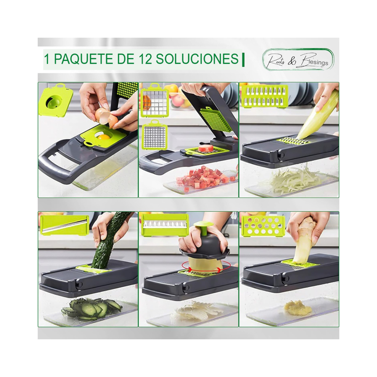 Cortador De Verduras Mandolina 12 En 1