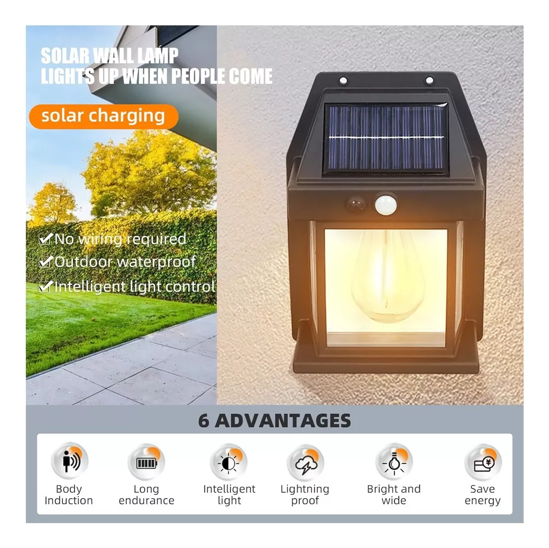 (OFERTA 2X1)Farol Solar De Pared + Sensor Movimiento
